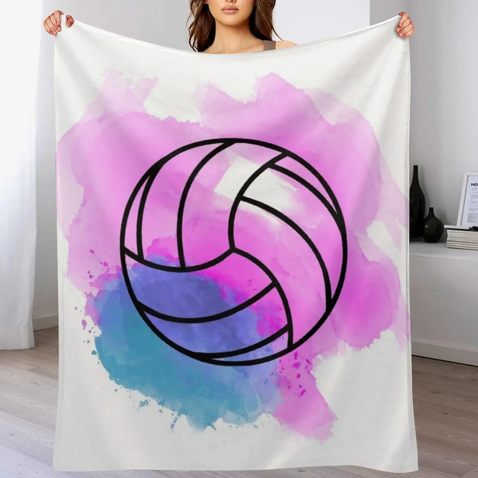 

Volleyball Watercolor Throw Blanket Soft Comfort Blanket for Reading Watching TV