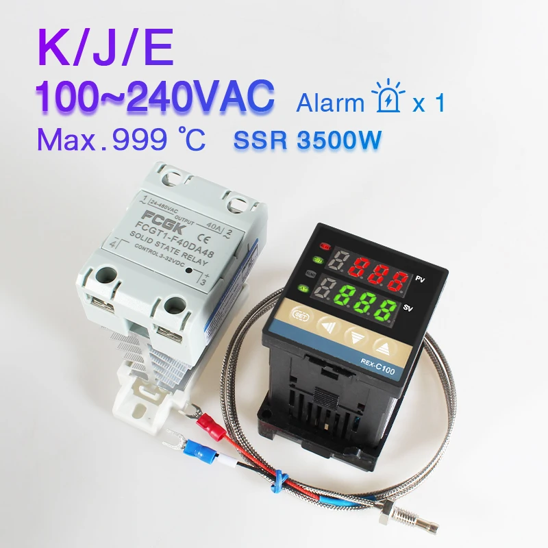 REX-C100 PID Temperature Controller 220v 400 degree Digital thermostat Output 40A SSR K Type Thermocouple