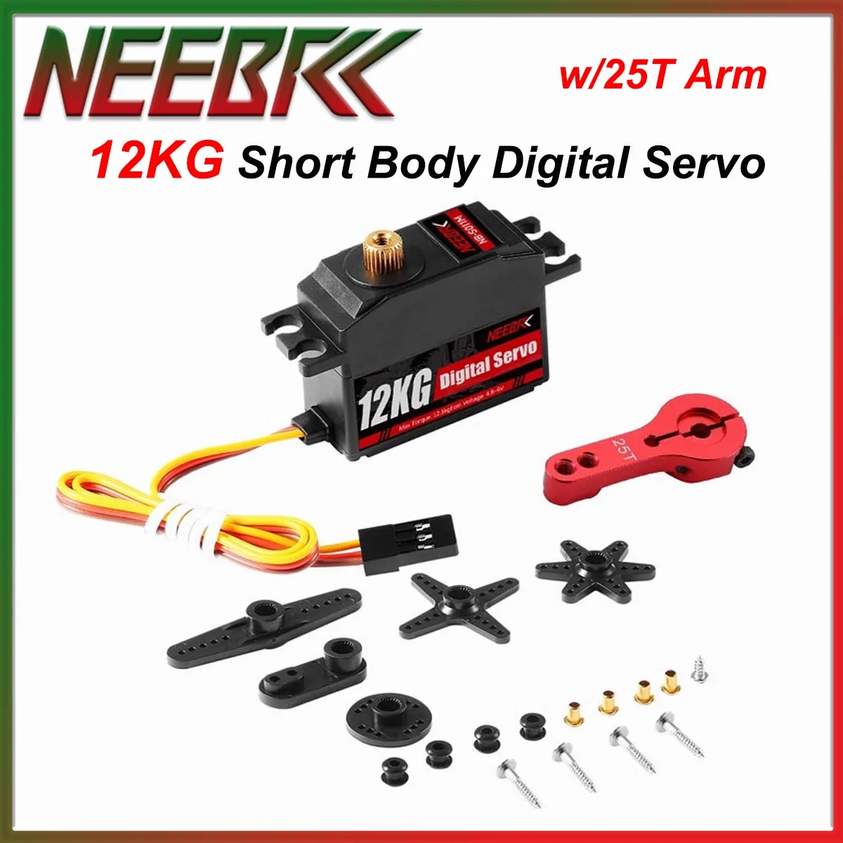 

NEEBRC 12 кг металлическая шестерня с коротким корпусом, цифровой сервопривод с высоким крутящим моментом и рычагом/25 т для 1/12 радиоуправляемого автомобиля Wltoys 12428 MN86 MN128 WPL, обновленные детали