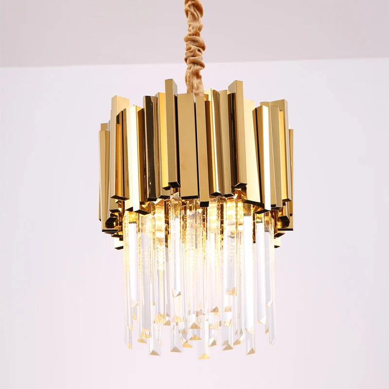 

Modern Gold Silver LED Crystal Chandelier Round Light Suspension Lamp Dining Room Bedroom Light Fixtures Kitchen Island Lustre