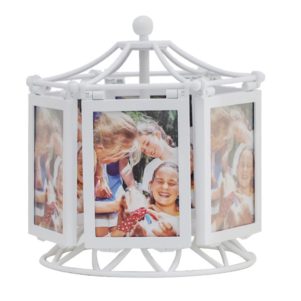 

360 Degree Rotating Music Box Photo Frame Tabletop Decor for Home Desk Shelf Display Birthday Christmas Gift Photo Display Frame