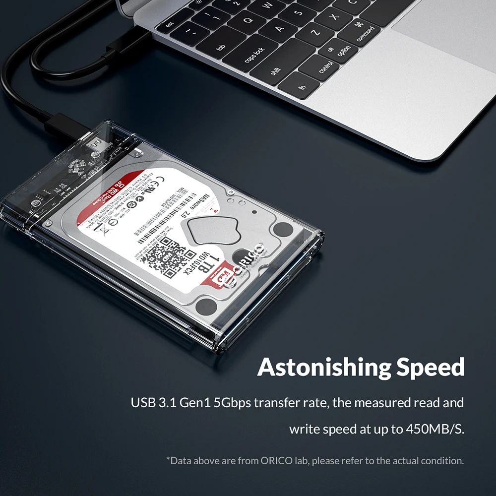 ORICO-carcasa de disco duro externo, carcasa de HDD 2,5 SATA a USB 3,0, adaptador para SSD, tipo C 3,1