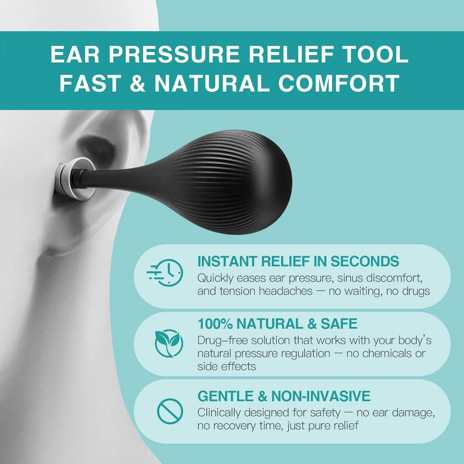 New Ear Pressure Relief Suction Device 3-layer Earplugs Inner for Improve Treatment Relief Otitis Popping Sinus﻿ Ears Care