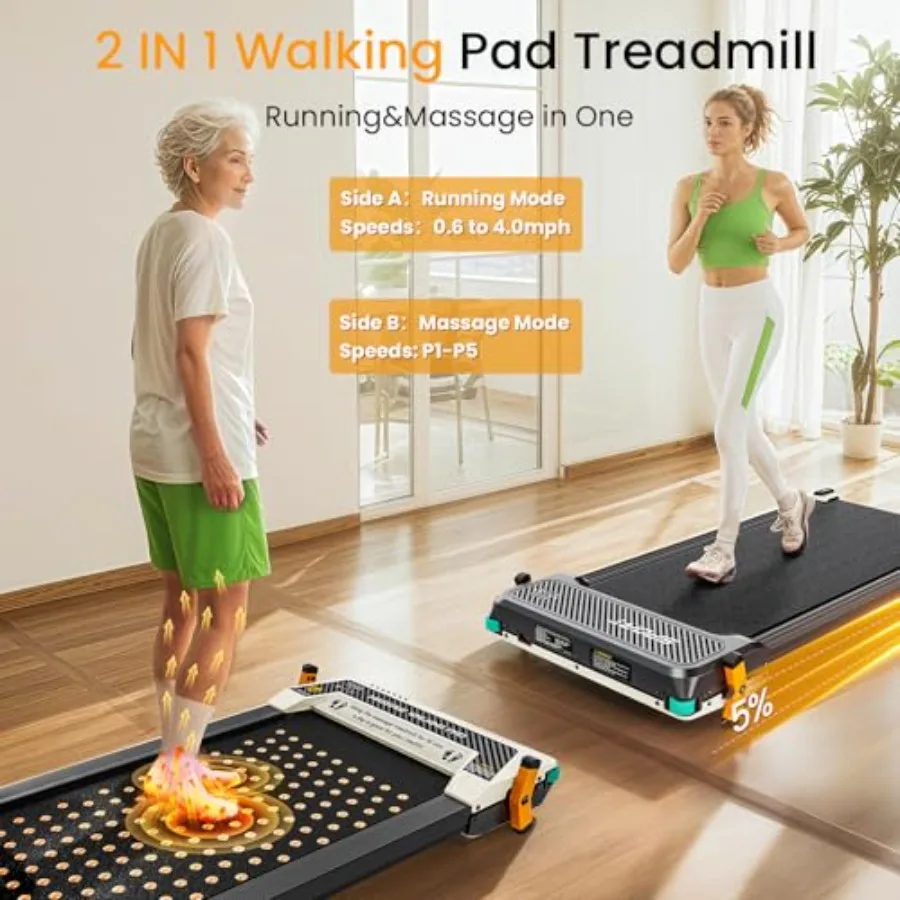 Walking Pad, Dual-Sided Feet Massage Under Desk Treadmill for Home, 330Lbs