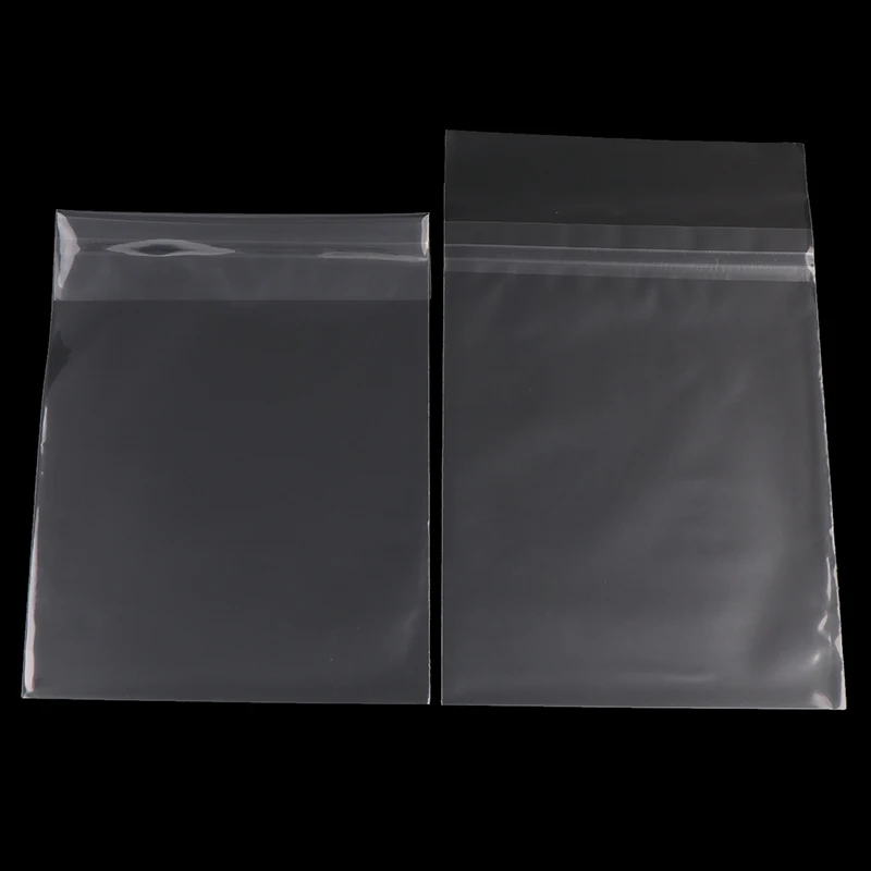 Fotografia 5: {YY30} 50 peças mangas externas protetoras transparentes à prova de poeira e resseláveis para dvd disco blu-ray saco de dvd autoadesivo 15.1*19.8cm