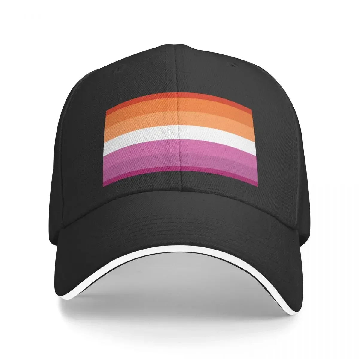 Orange - Magenta Lines // Lesbian Pride Flag // Butch Femme Pride Flag Baseball Cap cute Hat Man Luxury Woman Men's