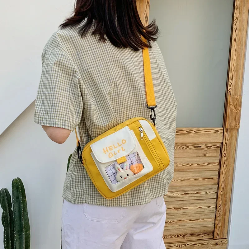 Women Crossbody Female Cute Girl Canvas Student Korean Version One-shoulder Small Square Bag Multifunctional All-match Cross