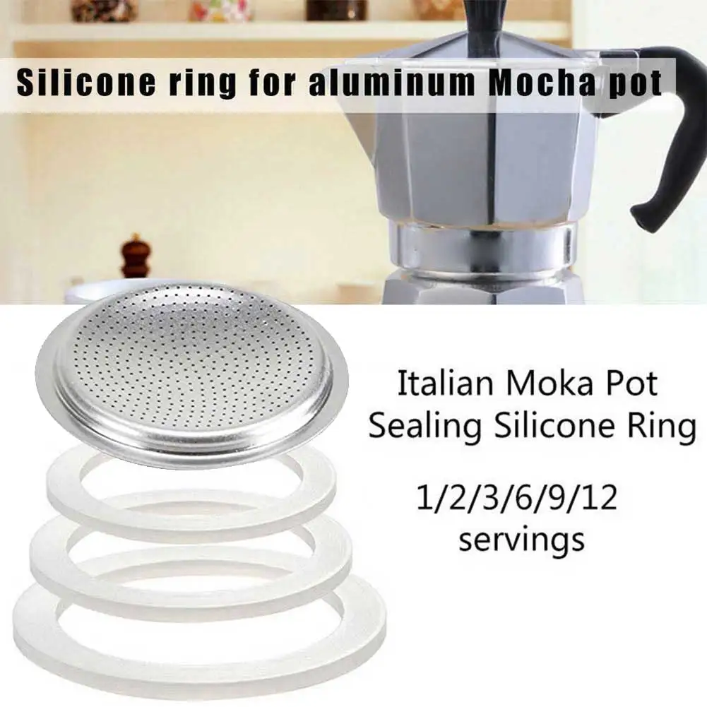 Joint d\'étanchéité en caoutchouc de silicone avec tamis pour café, pot de cuisinière Moka, pièces de normalisation, expresso italien