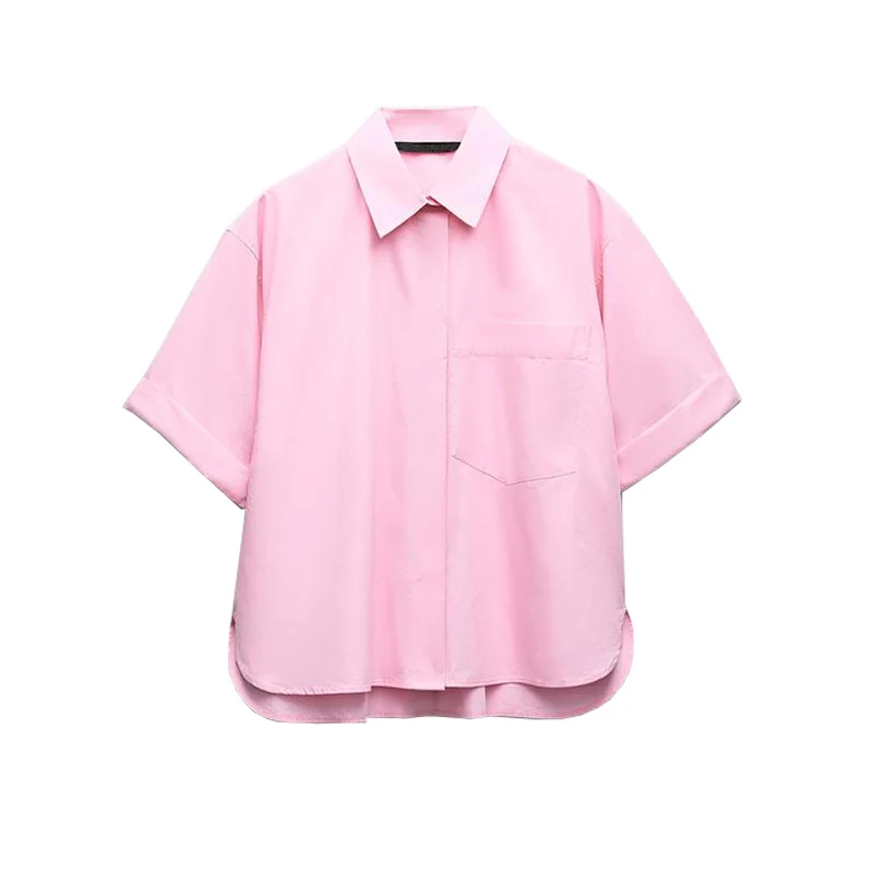 Spring Faion Commute Simple Versatile Turn-down Collar Cuff ort Sve ket Decorated Silk irt Loose Fit Regular Leng...