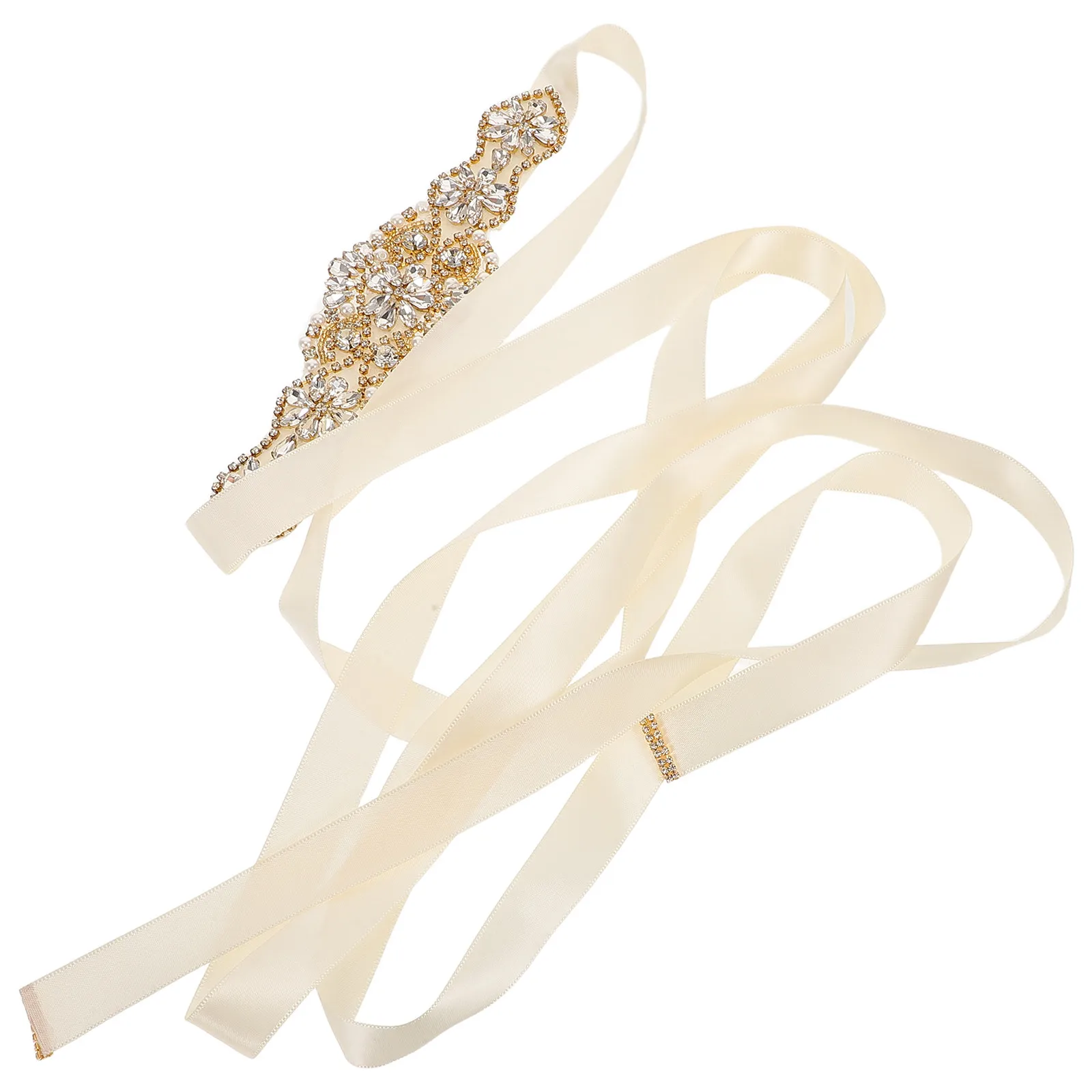 

Rhinestone Bridal Belt Pearls Flower Elegant Wedding Dress Sash Brides Crystal Waist Belt Gown Party Prom Formal Accessory