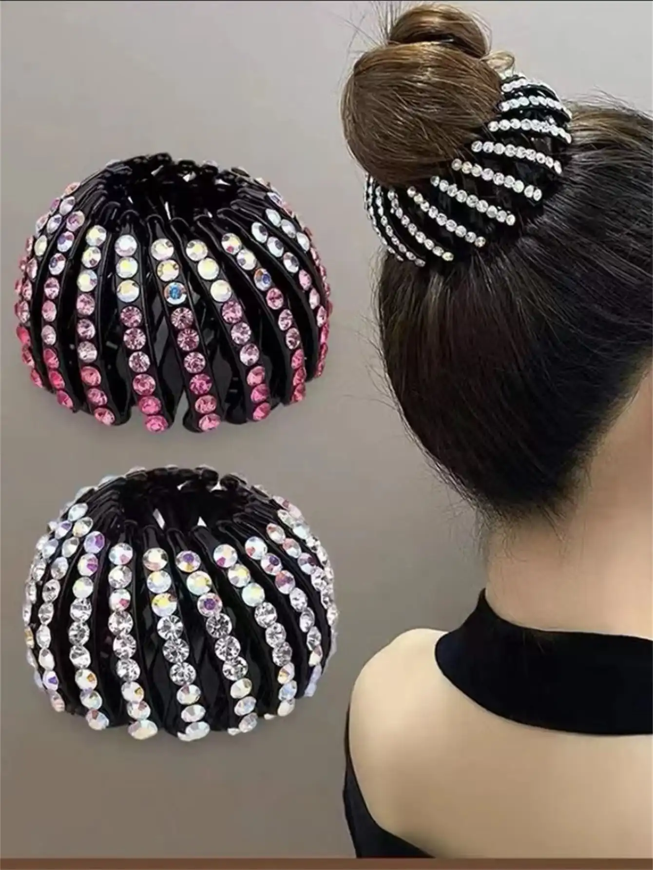 Hair hair kit with 1 flash rhinestone decorative hairpin for women\'s ponytail buckle head piece