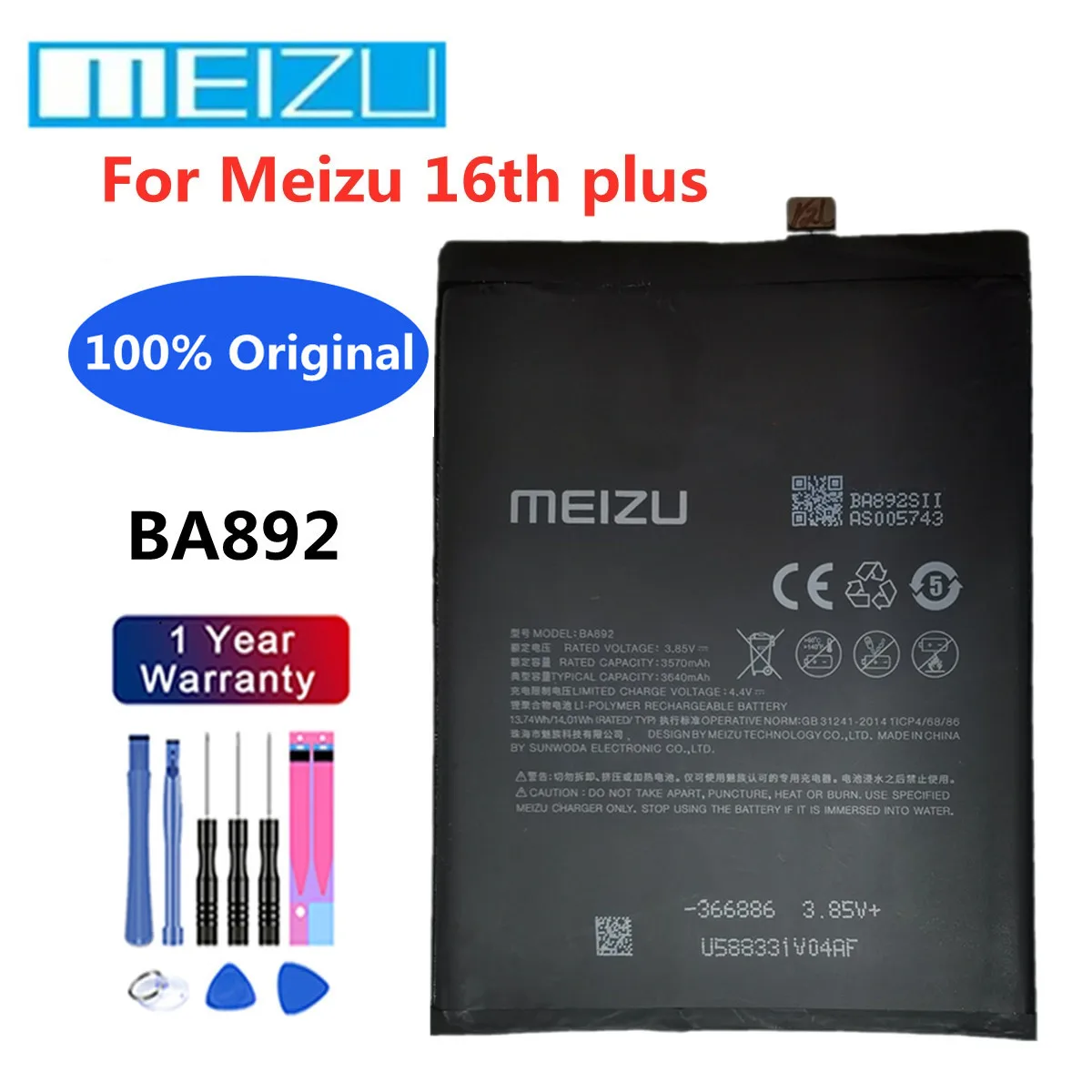 Mei zu 100% Original Battery BA892 For Meizu 16th plus Phone Bateria Battery In Stock Fast Shipping  + Tracking Number