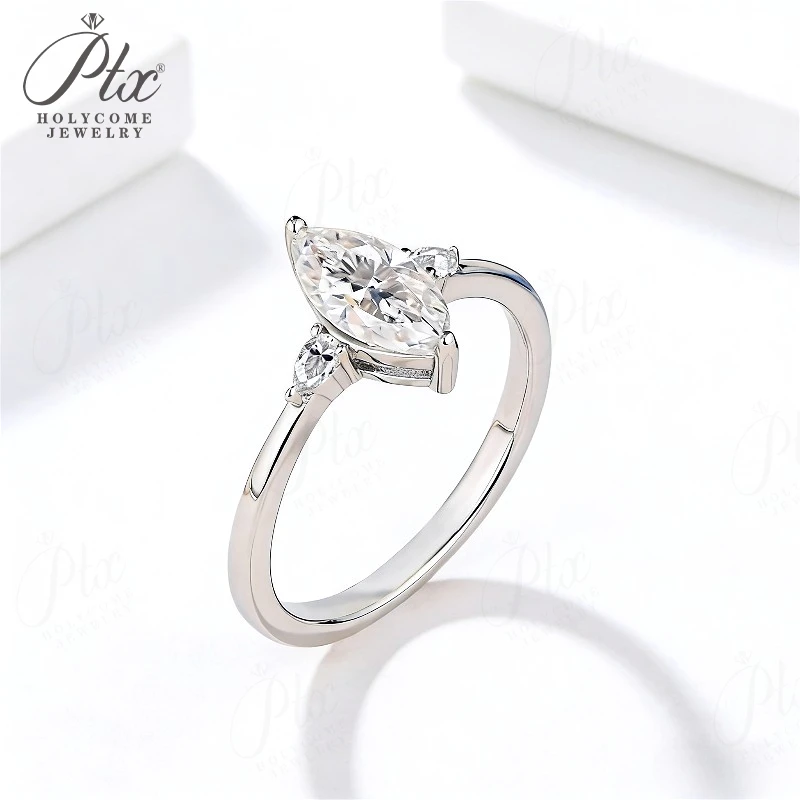 

Moissanite Ring Marquise 1CT D Color 925 Sterling Silver Plated 18K Gold Proposal Wedding Band Charm Jewelry for Woman Wholesale
