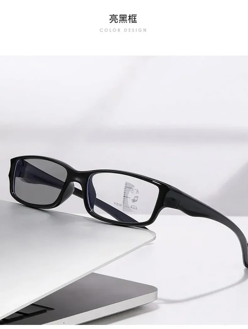 Sportliche photochrome Lesebrille für Damen und Herren, Vintage-Farbwechsel, progressive multifokale Presbyopie-Brille – Detail 8