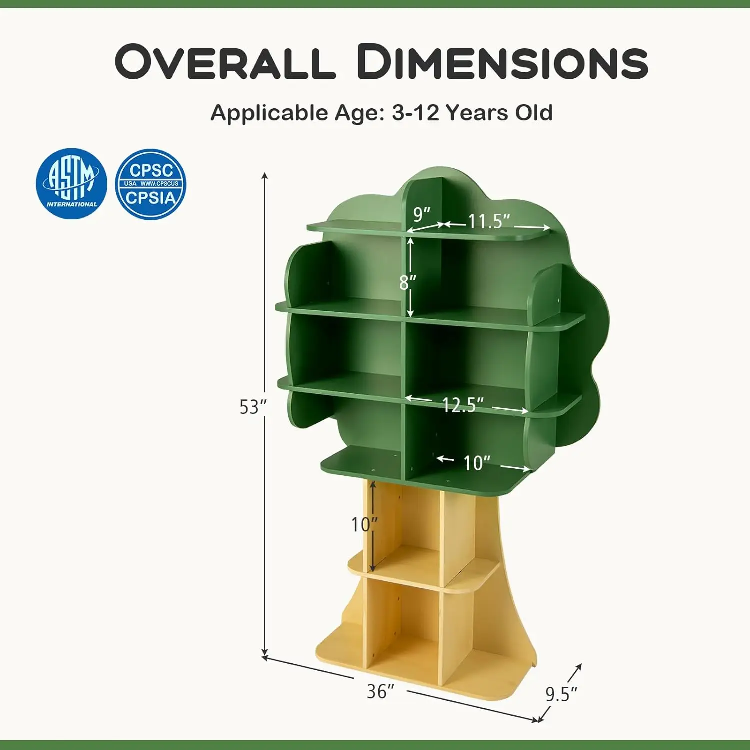 6-Tier Kids Bookshelf, Montessori Toy & Book Storage, Wooden Bookcase for Playroom, Nursery