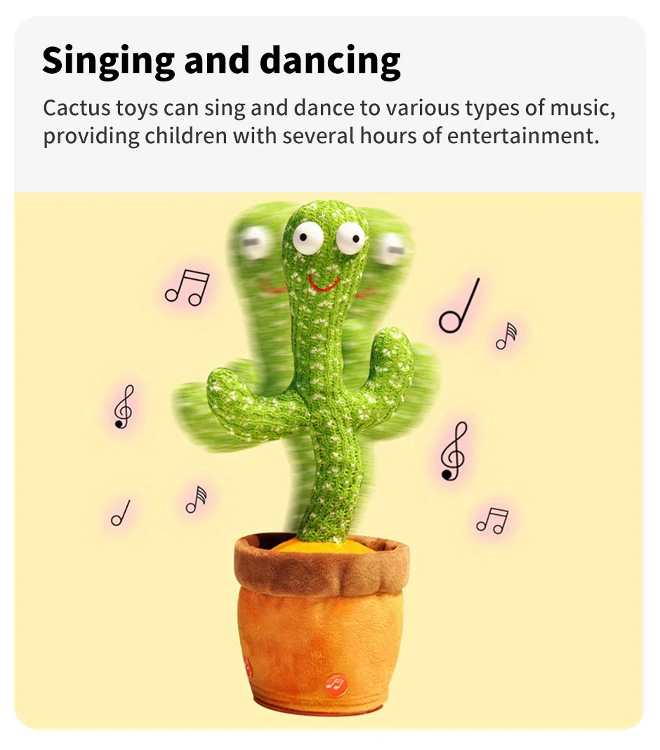 Intelligent Cactus Interactive Learning and Musical Toy for Kids to Dance Record and Speak with Fun