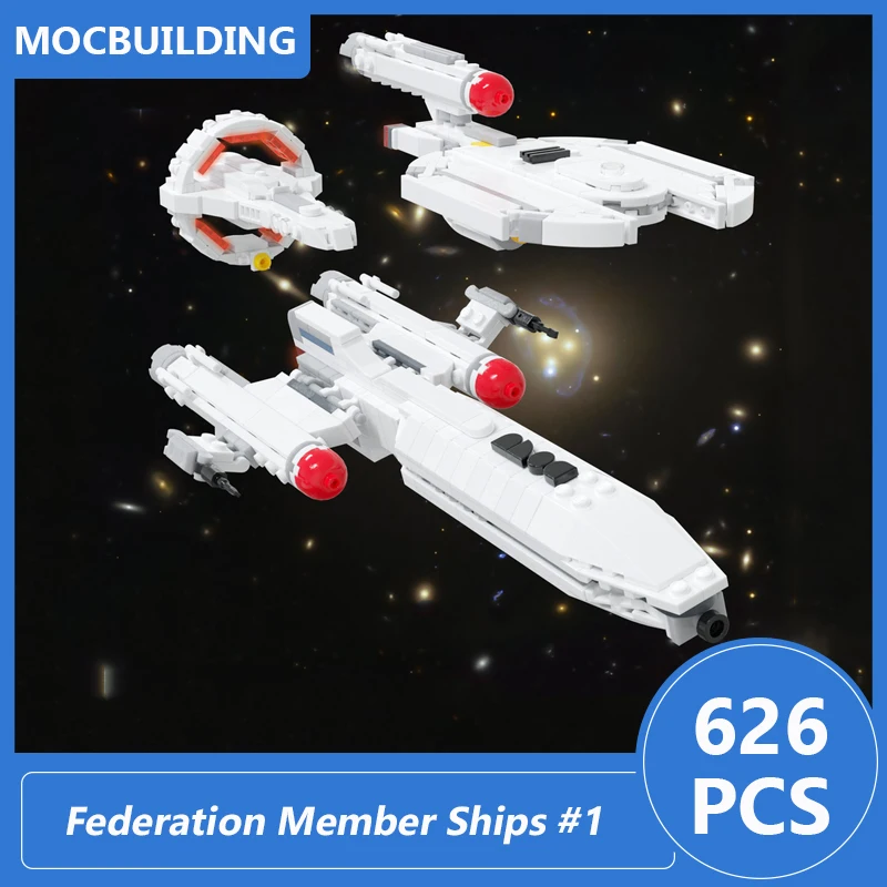 

Federation Member Ships #1 1:1250 Scale Model Moc Building Blocks Diy Assemble Bricks Space Educational Xmas Toys Gifts 626PCS