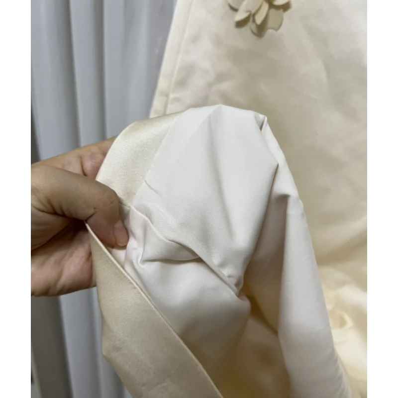 Women Round Neck Sweet Sleeveless Dress 3D Flower Decoration Simple Wedding Party Elegant Summer French Lady Short Dresses