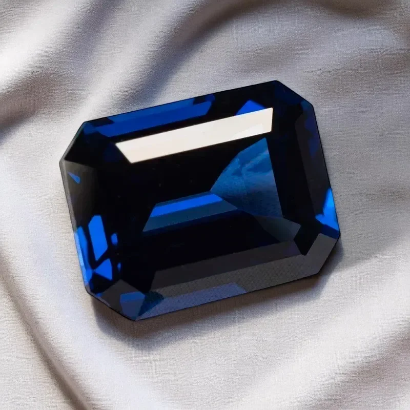 

Lab Grown Sapphire Emerald Shape Royal Blue VVS1 Gemstone for Charms Diy Jewelry Making Ring Pendant Selectable AGL Certificate