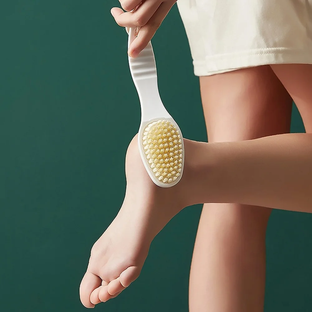 2 in 1 Foot Callus Remover with Dual Sided Pumice Stone and Soft Bristles for Dead Skin Removal and Deep Foot Cleaning