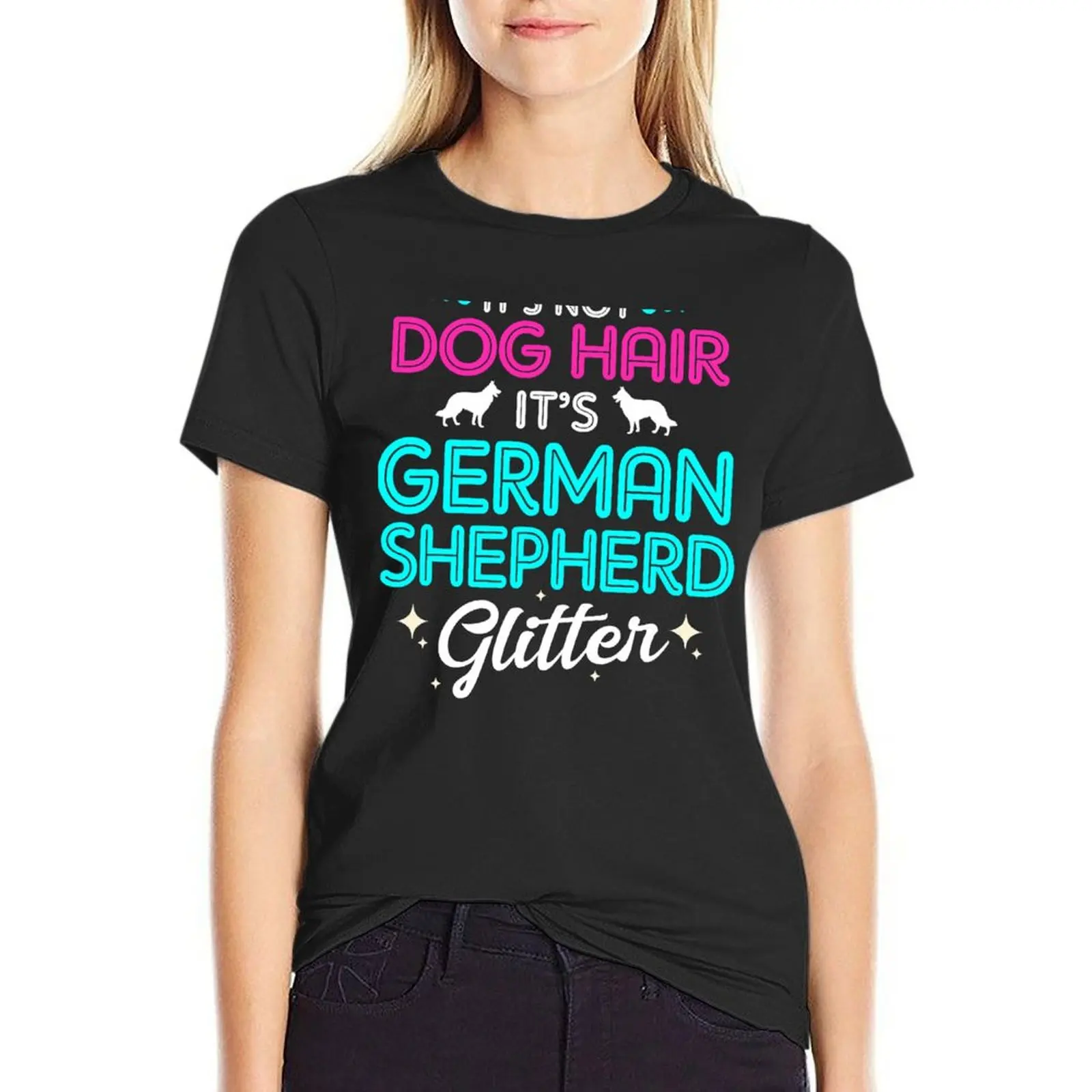 Sein nicht Hunde haar sein Deutscher Schäferhund Glitzer T-Shirt ästhetische Kleidung Hippie Kleidung koreanische Mode Grafiken T-Shirts für Frauen