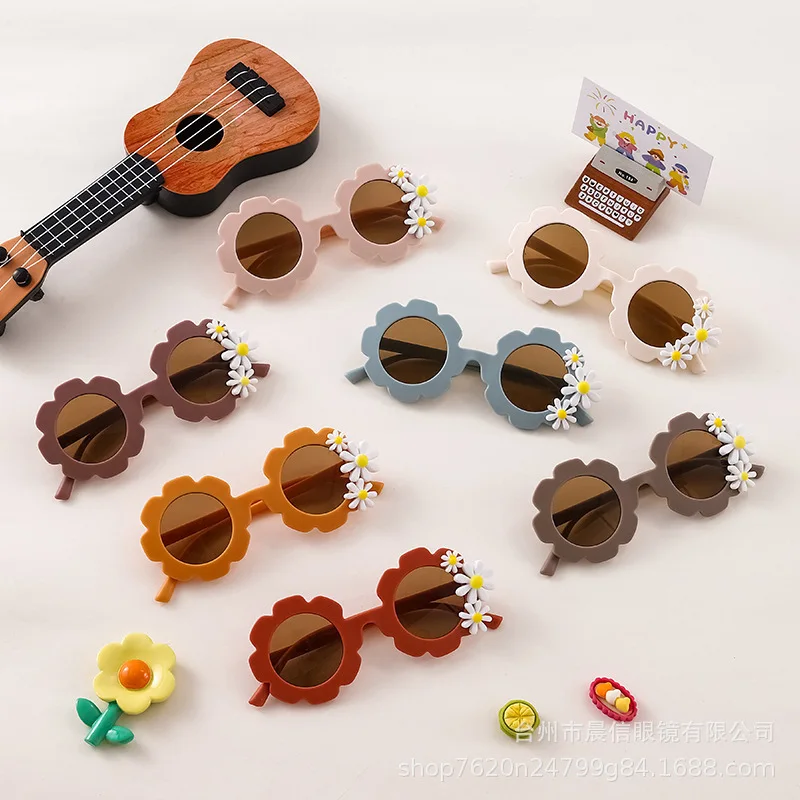 

Korean 2025 New Children Sunglasses Daisy Round Cute Sun Glasses Boys Girls Ultraviolet-Proof Baby Sunglasses Lovely Eyeglass