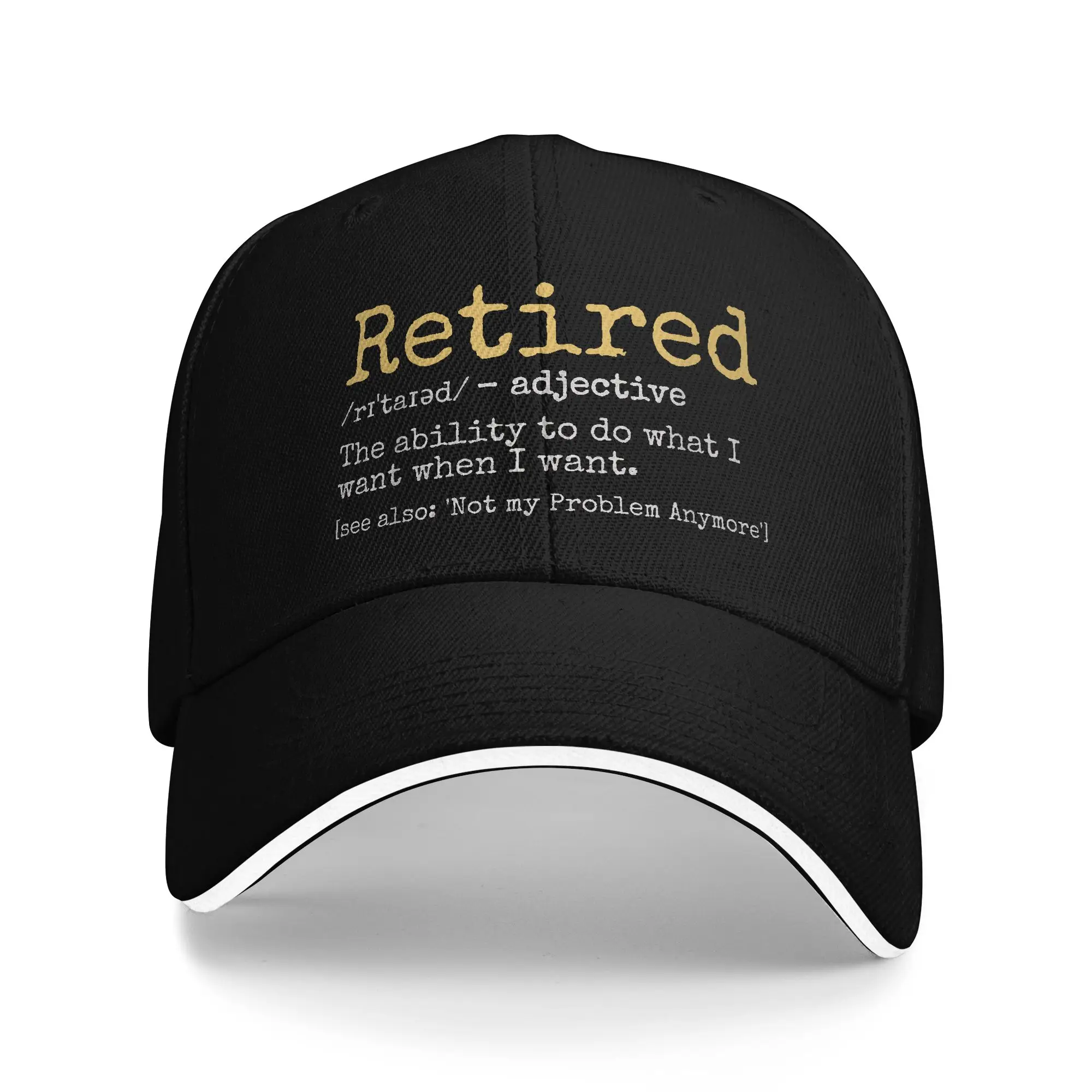2026 Retired Definition Funny Retirement Gag Sandwich Baseball Cap Casual Washed Snapback Cap All Seasons Travel Adjustable Hats