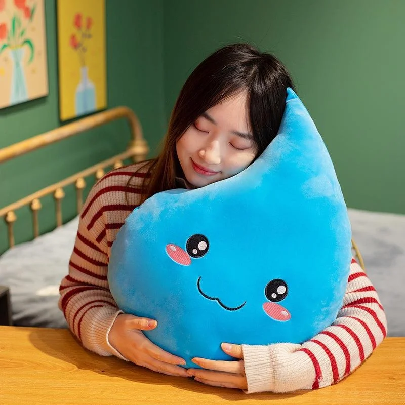 Cute Cartoon Waterdrop Plu Toy Pillow Cany Event Gift Home Decoration Cross-Border with Logo Soft Cuddly Stuffed Toys