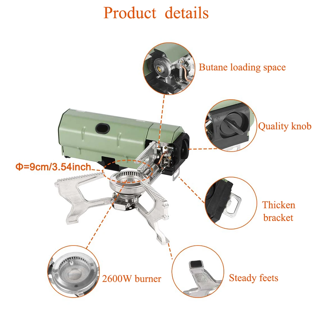 2600W Portable Folding Stove Camping Gas Stove  Outdoor Hiking BBQ Travel Cooking Grill Cooker Cassette Gas Burner