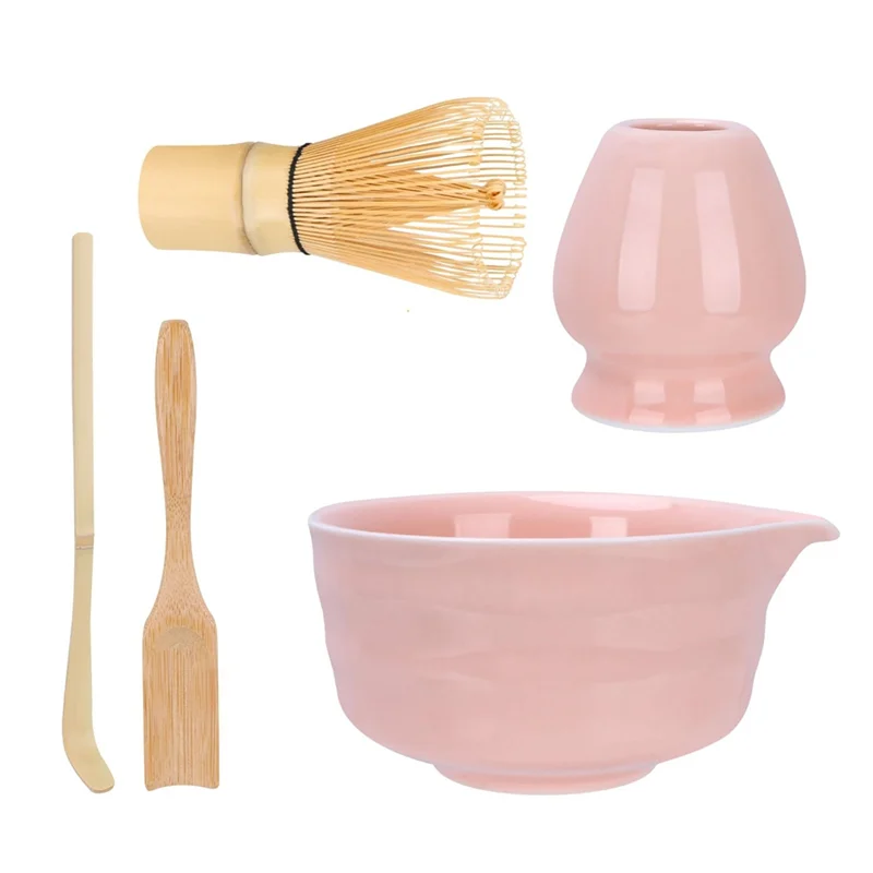 

AB39-5Pcs Japanese Matcha Gift Box Matcha Tea Set With Whisk Spoon And Bowl Sumptuous Grinder Brush Tea Tools