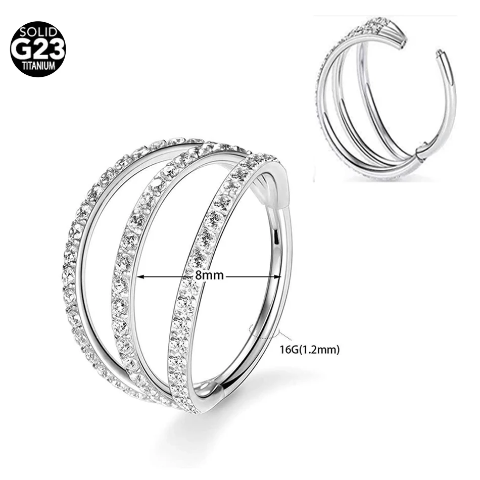 Titanium Piercing Septum Clicker Nose Hoop CZ Piercing Septo Cartilage Helix Tragus Daith Conch Rook Snug Pircing Lobe Earring
