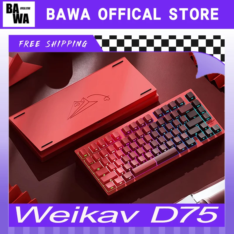 Weikav D75 Keyboard Kit Wireless Three Mode Rgb Backlight Hot-Swap Aluminum Alloy Mechanical Keyboard Customized Support Qmk/Via