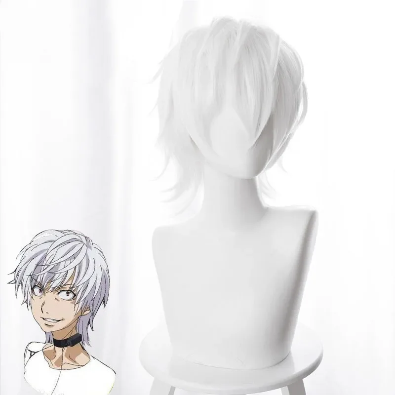 Toaru Majutsu No Index Accelerator Cosplay Wig for Man Boys 30cm Short Straight Anime Wig Heat Resistant Synthetic Hair White