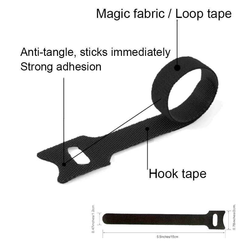 

12x150mm T-Type Back-to-Back Hook and Loop Cable Ties, Reusable Wire & Cable Management Straps for Organizing
