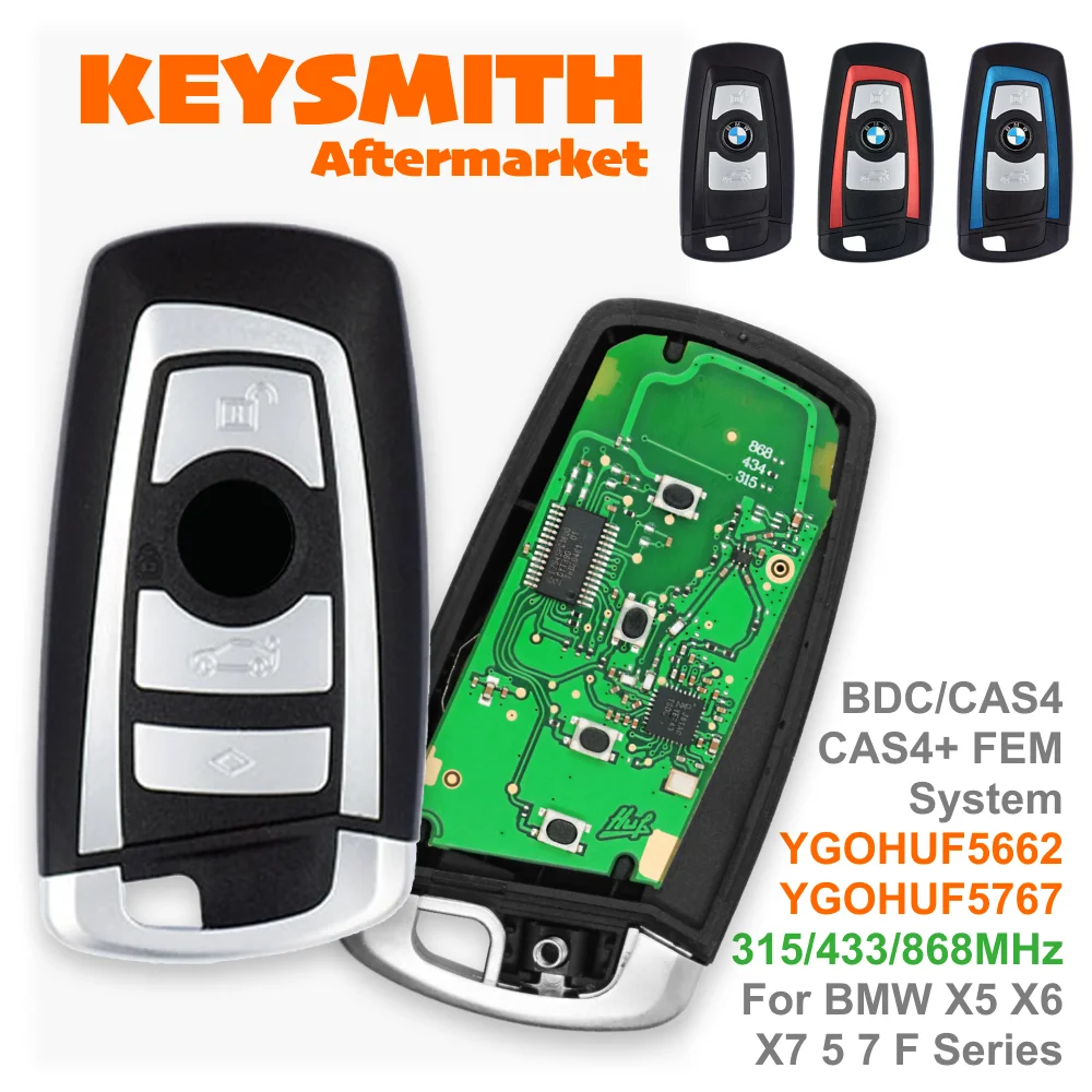 KEYSMITH 4 Buttons Remote Car Key Fob For BMW 5 7 F Series FEM/BDC,CAS4,CAS4+ 2012-2017 YGOHUF5662/YGOHUF5767 315/433/868Mhz