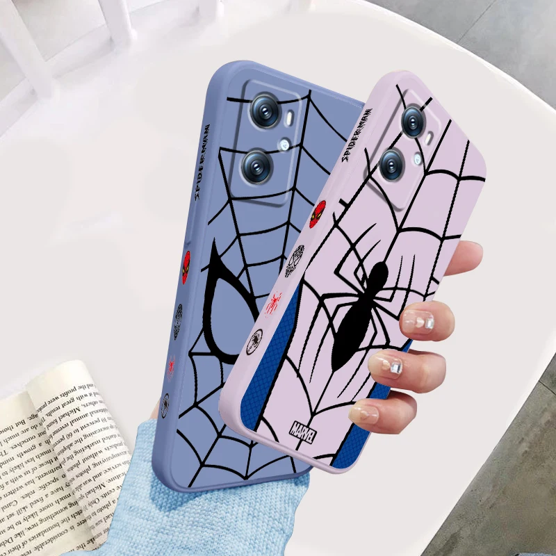 Spider Man Marvel Fashion Liquid Left Rope For OPPO Find X6 X5 X3 A98 A96 A94 A93 A77 A76 A74 A72 A57 A53 A16 5G Soft