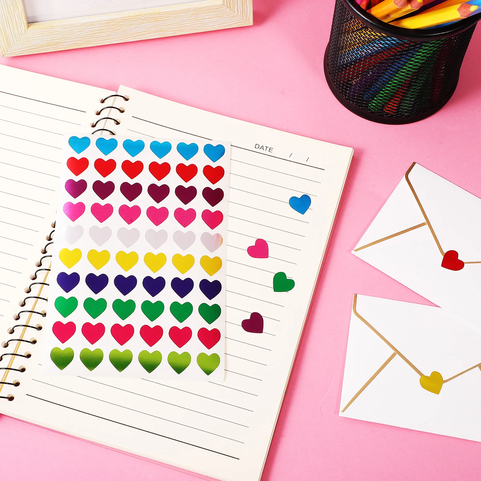 

50 Sheets Heart Shape Stickers for Reward Cute Love Heart Decorative Teacher Kindergarten Craft Project Party