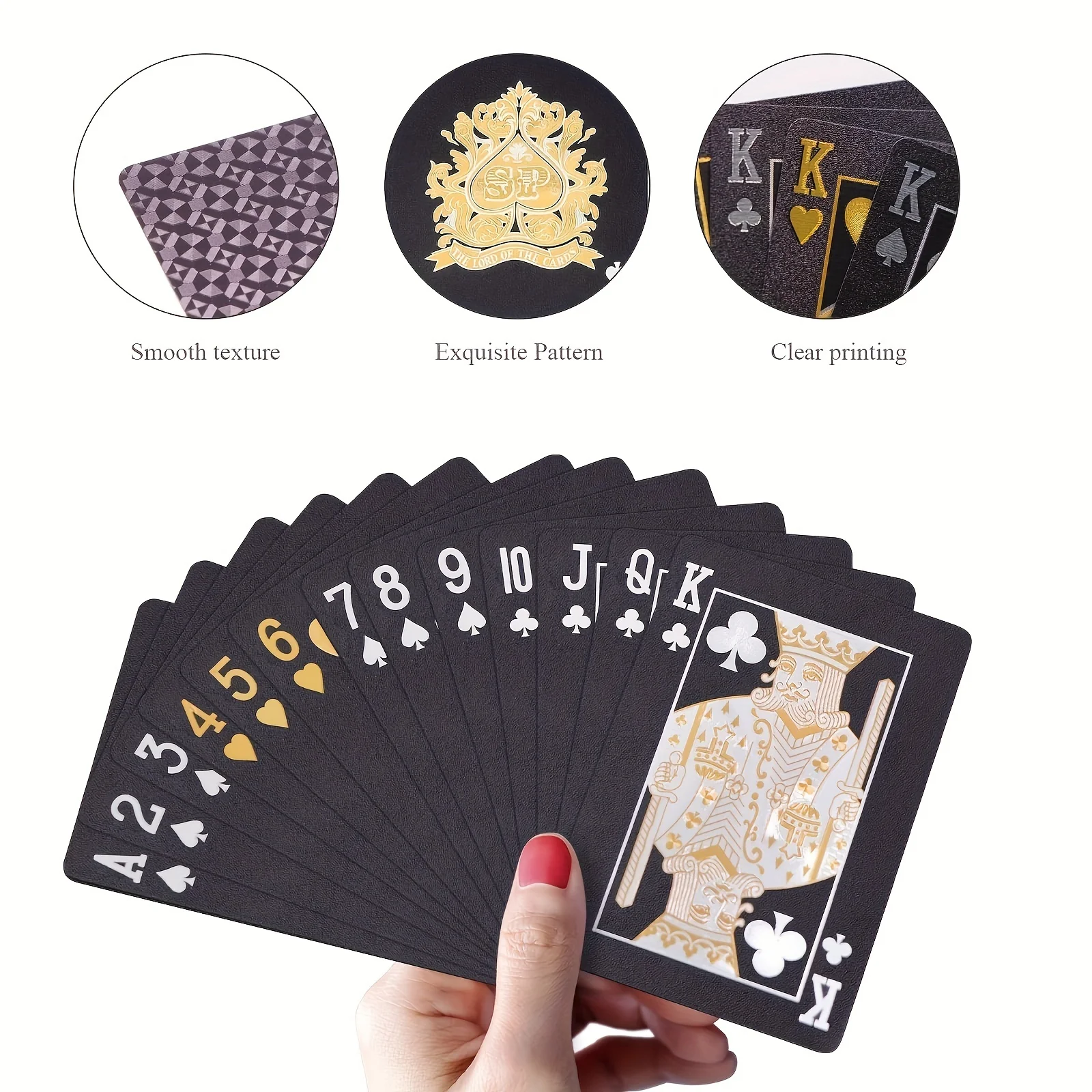 Baraja de cartas de plástico resistente al agua, traje de póker, juego de mesa mágico creativo, juguete de reunión, regalo de entretenimiento, color negro y dorado