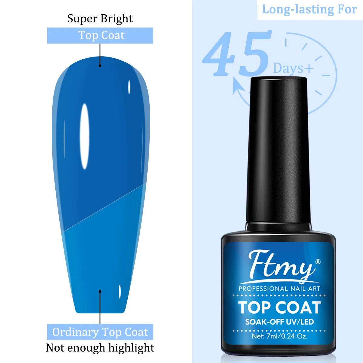 معطف علوي لتقوية طلاء الأظافر من الجل سعة 0.24 أونصة - زجاج شفاف، لمعان طويل الأمد، يتطلب معالجة بالأشعة فوق البنفسجية/LED، خالي من الفورمالديهايد، مثالي #1