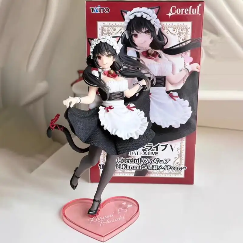 

Подлинная фигурка Taito Date Alive IV Coreful Kurumi Tokisaki Cat-Ear Maid Ver, оригинальная аниме-фигурка, модель, коллекционная фигурка, игрушки