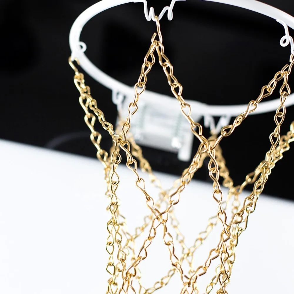 屋内用ミニバスケットボールフープ、金属チェーンネット、白いリム、黒いバックボード、ドアフック、ボール、ポンプ、9インチ