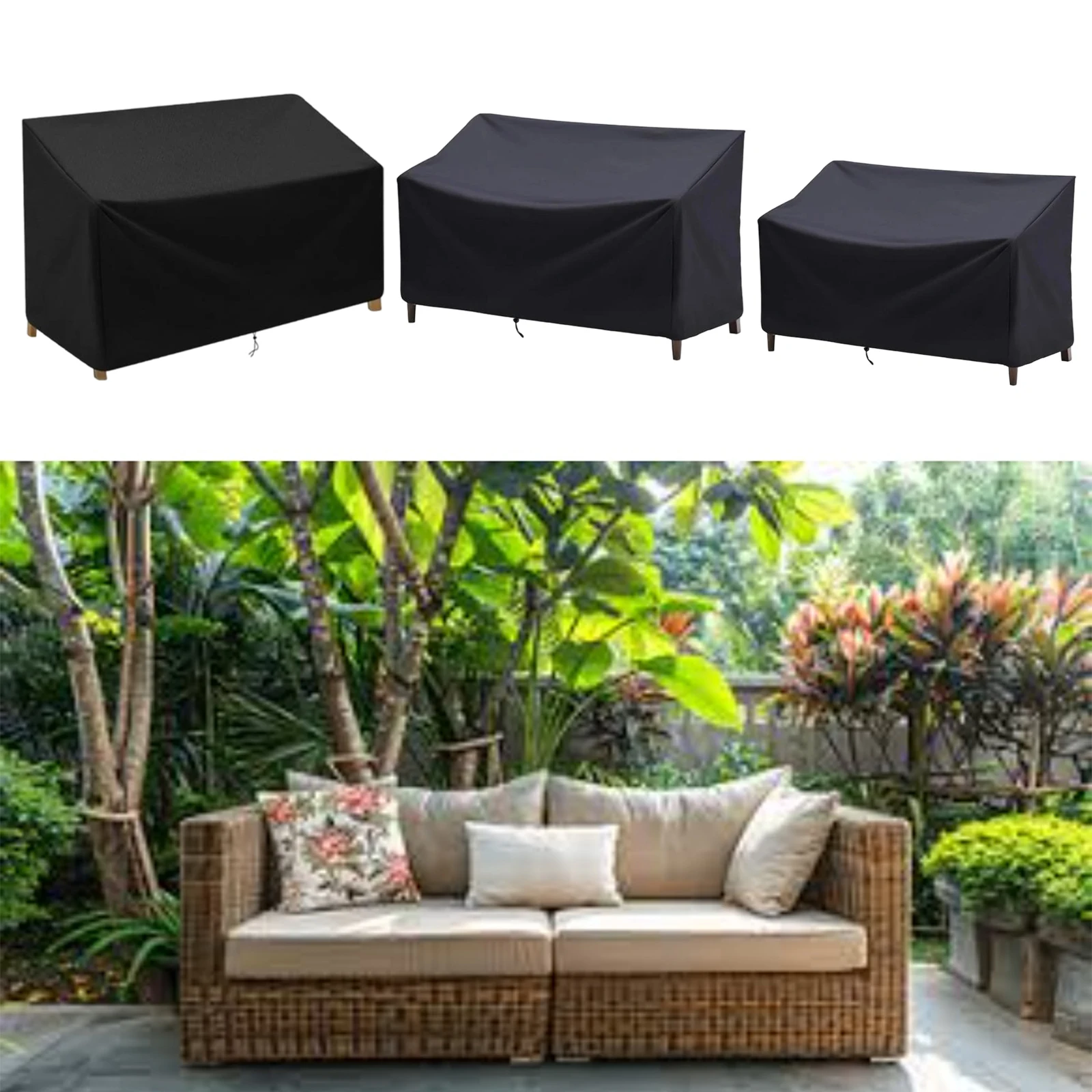 1 قطعة غطاء مقعد الحديقة مقاوم للماء أكسفورد النسيج تنفس الأثاث مقعد الغطاء الواقي ل 2/3/4 مقاعد مقاعد قطع الغيار #3