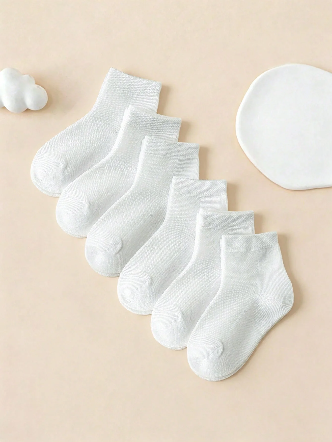 6 Pairs of Children's White Mesh Ankle Socks, Soft and Breathable Sports Short Socks Are Suitable for Boys and Girls' Daily Outfits