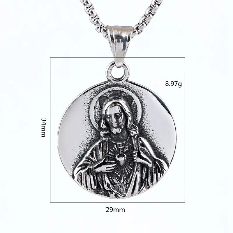 Free Shipping Items Mens Stainless Steel Christian Jesus Christ Face Body Pendant Necklace Chain Jewelry Accessories