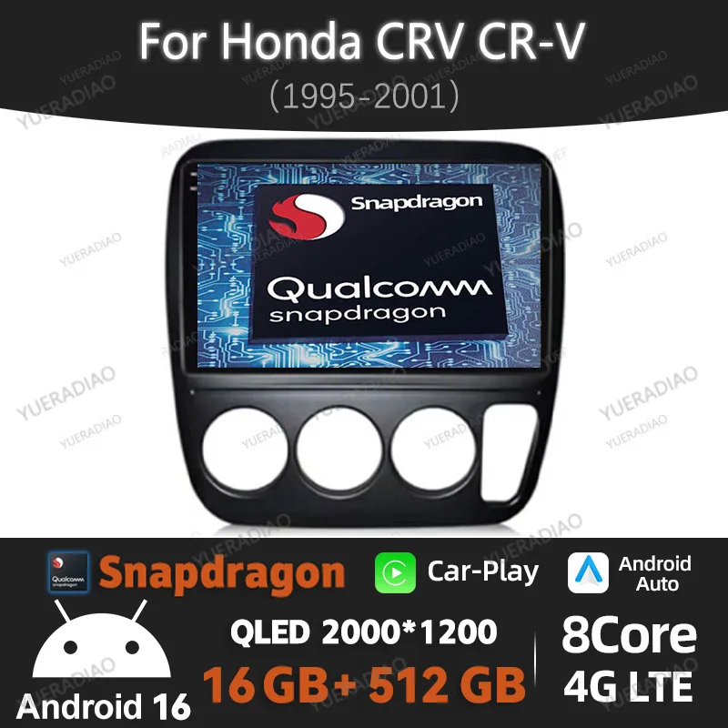 Radio para Auto Android 16 para Honda CRV CR-V 1995 1996 1997 1998 1999 2000 2001 Reproductor Multimedia de Video Carplay Auto GPS NAVI 4G WIFI