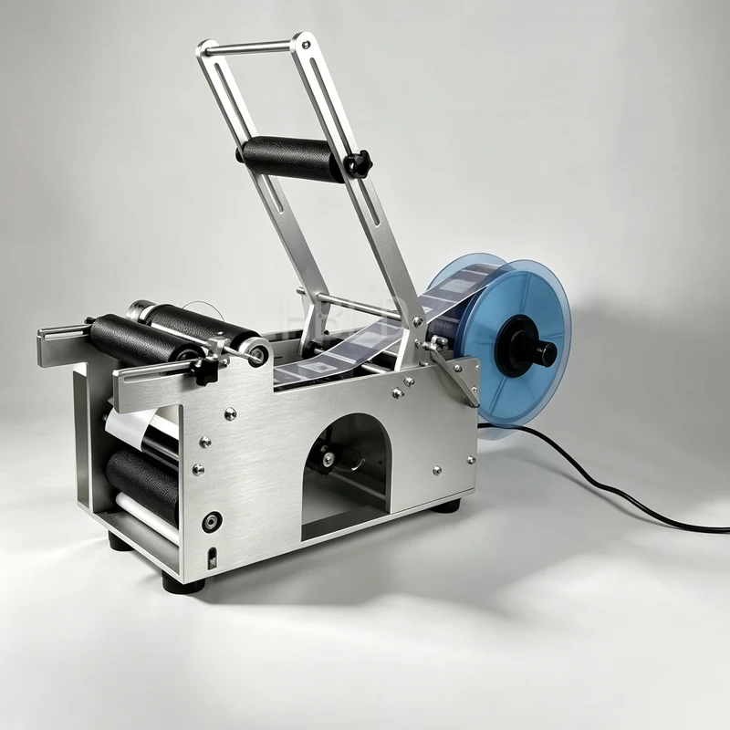 Round Bottle Labeling Machine, Cost Effective Semi Automatic Labeler, Clean Bottle Sticker Applicator For Honey Jar Marking