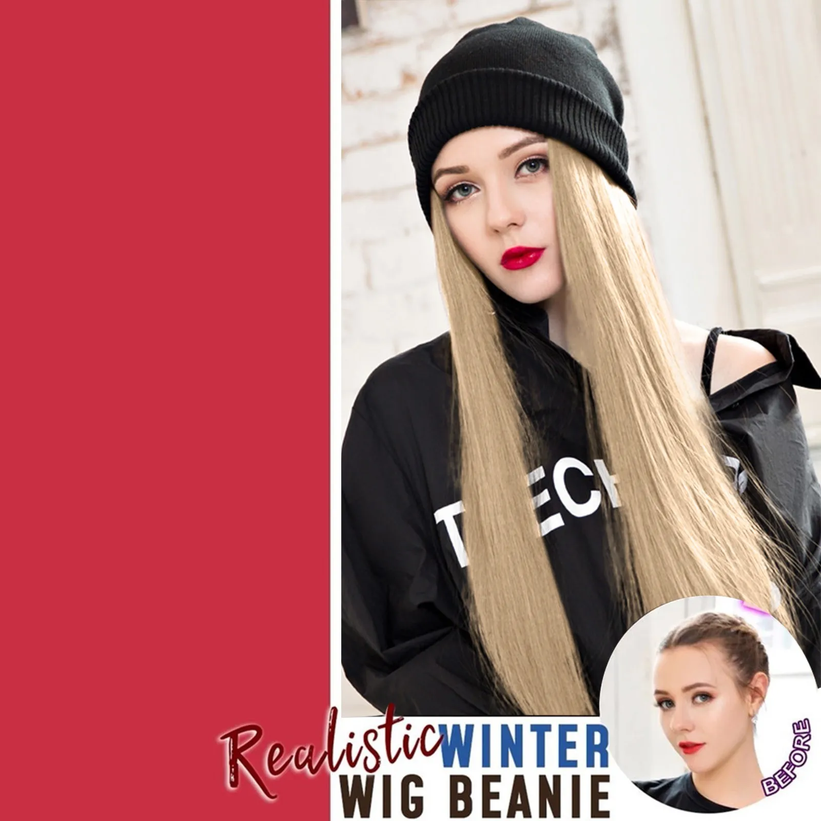 Women Caps Cap Long Casual Hat Hats Wig Winter Hooded Hair with Straight Wig Wig wig Wet And Wavy