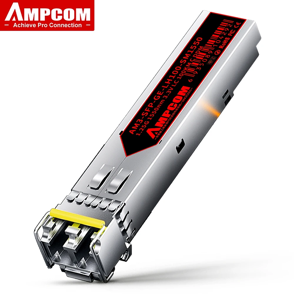 AMPCOM 1.25G LC SFP одномодовый дуплексный оптический модуль 1000Base-SX, 10-100 км 1310/1550 нм, гиббитное волокно DDM SMF модуль приемопередатчика