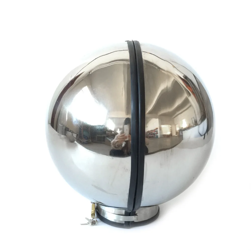 Stainless Steel Erotic Helmet Headgear with Lock Visible Male Female Ball Helmet SM Couple Sex