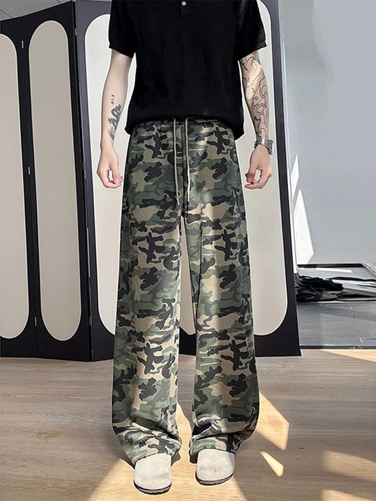 

American Style Camouflage Pants Men's Autumn Heavyweight Washed Casual Pants Visual Leg Lengthening Vintage Loose Fit Straigh...